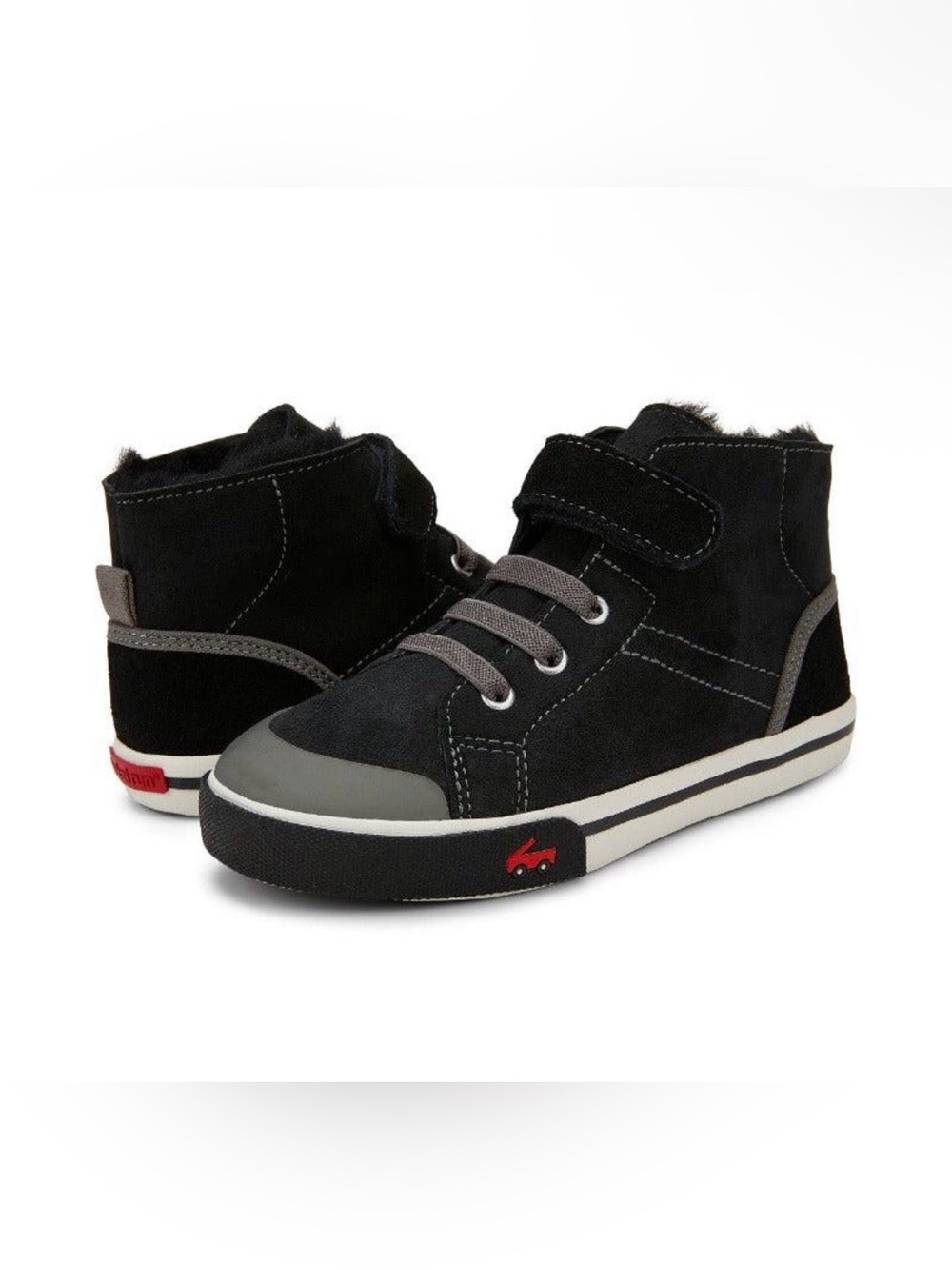 See Kai Run Black High Top Sneakers Toddler Boys 7 Faux Fur Lined Velcro